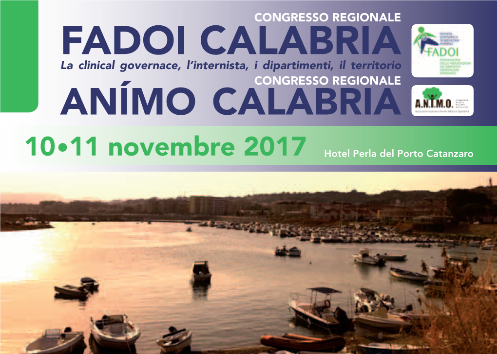 FADOI CALABRIA La Clinical Governace, L’Internista, I Dipartimenti, Il Territorio CONGRESSO REGIONALE ANÍMO CALABRIA