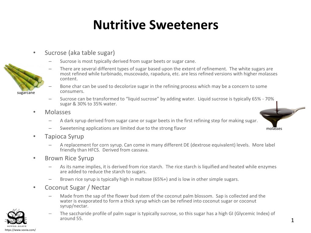 Nutritive Sweeteners