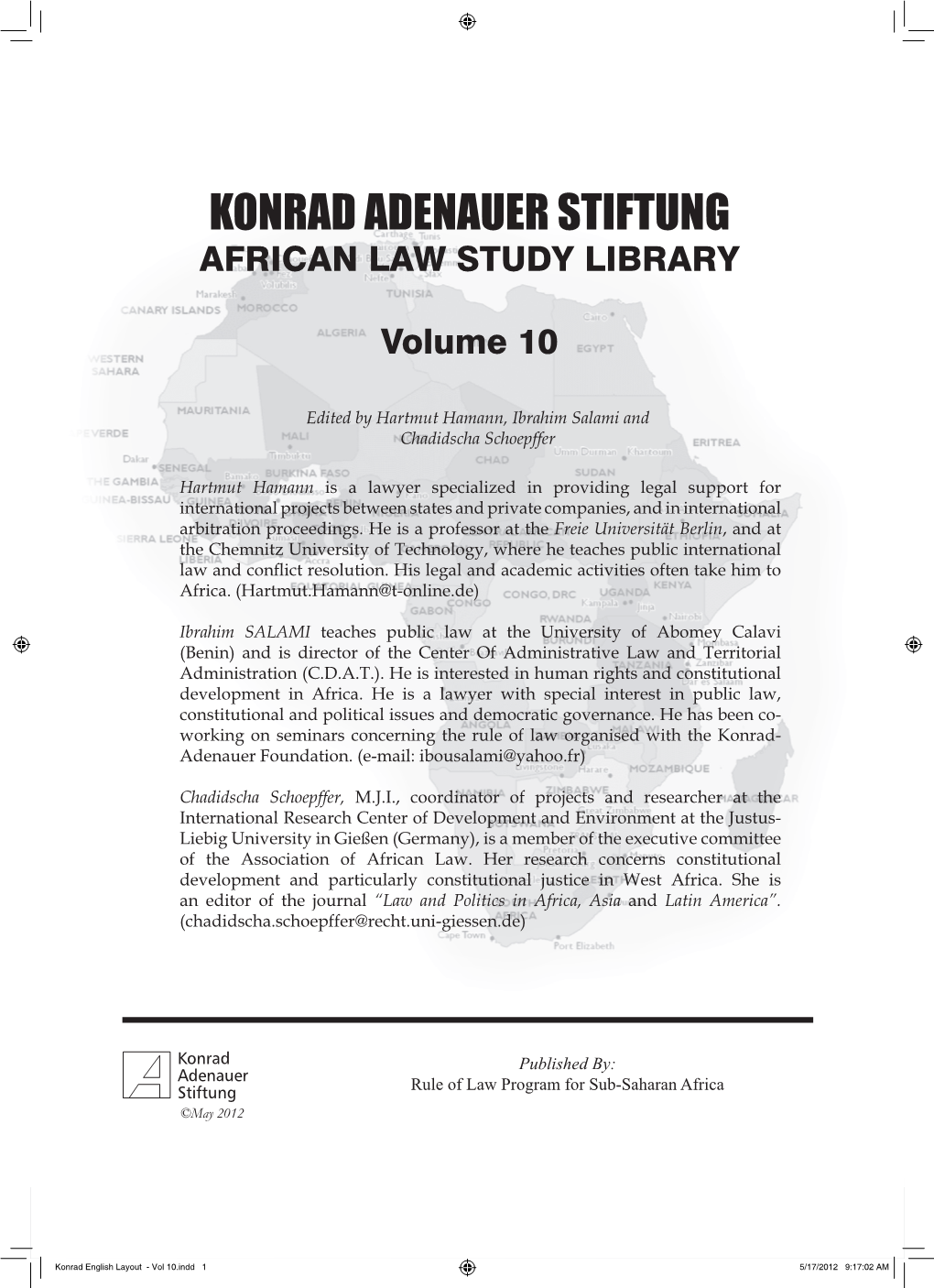 Vol 10.Indd 1 5/17/2012 9:17:02 AM Konrad Adenauer Stiftung
