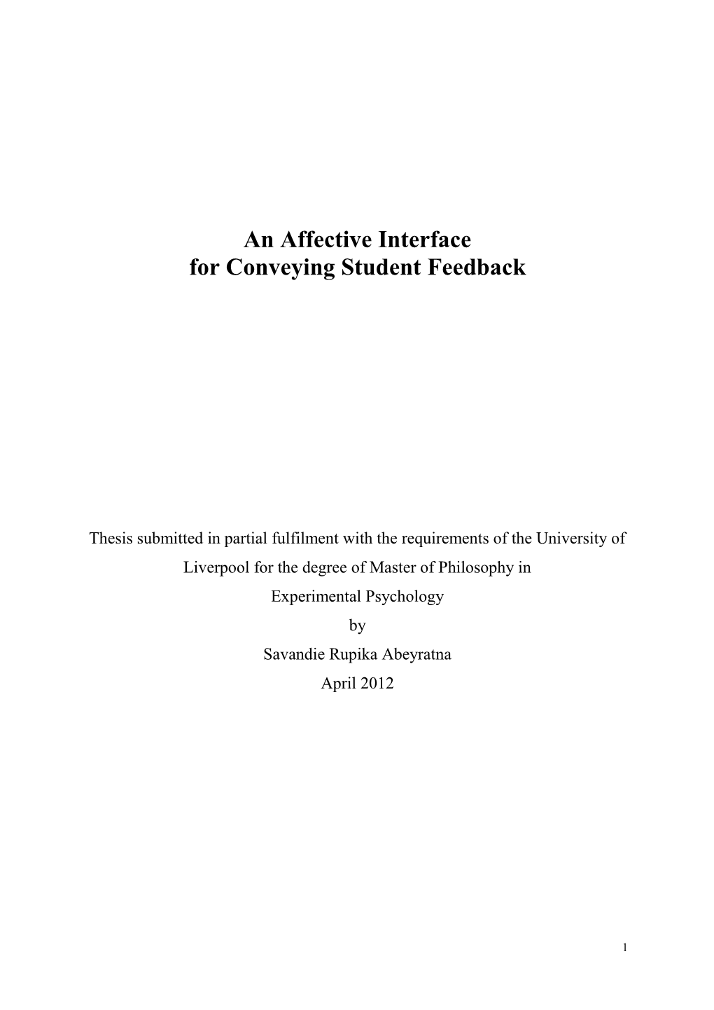 An Affective Interface for Conveying Student Feedback