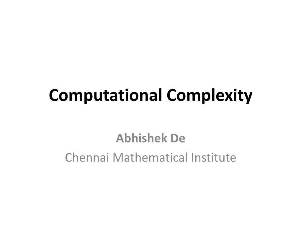 Computational Complexity