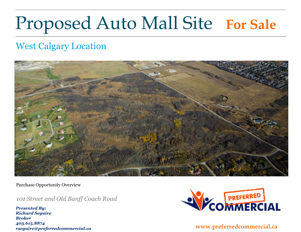 Auto Mall Site for Sale West Calgary Location