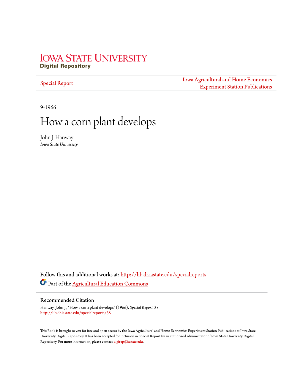 How a Corn Plant Develops John J