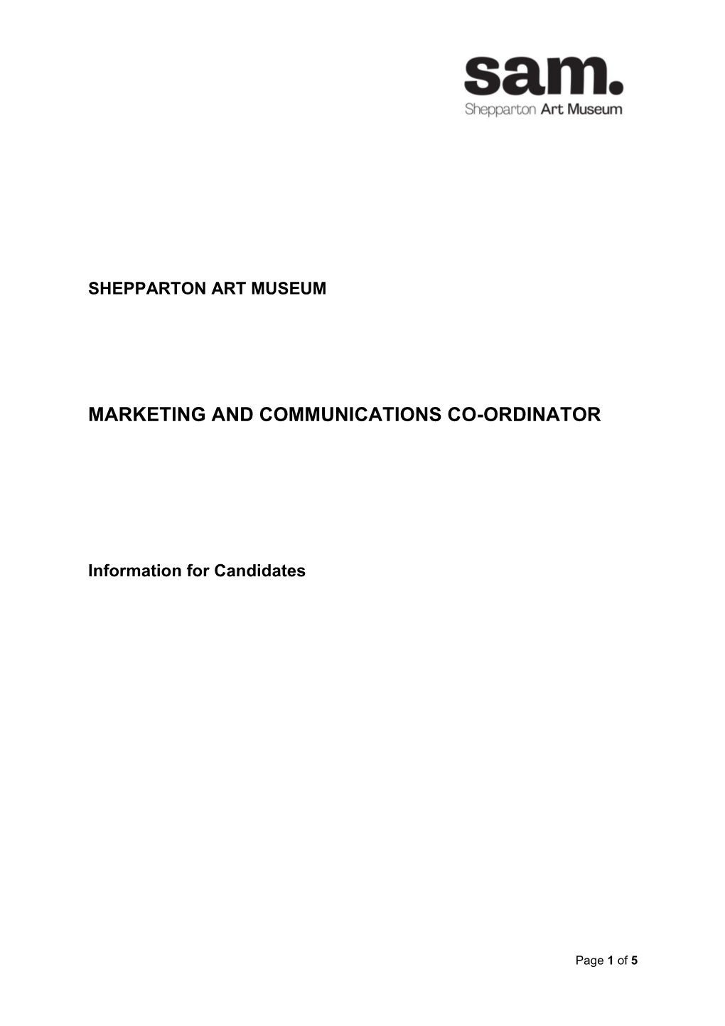 Marketing and Communications Co-Ordinator