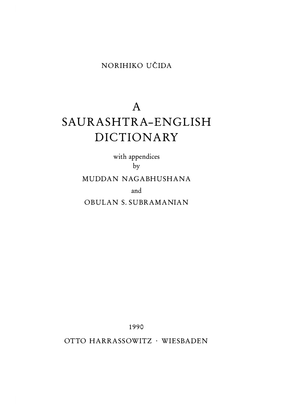 A Saurashtra-Eng Lish Dictionary