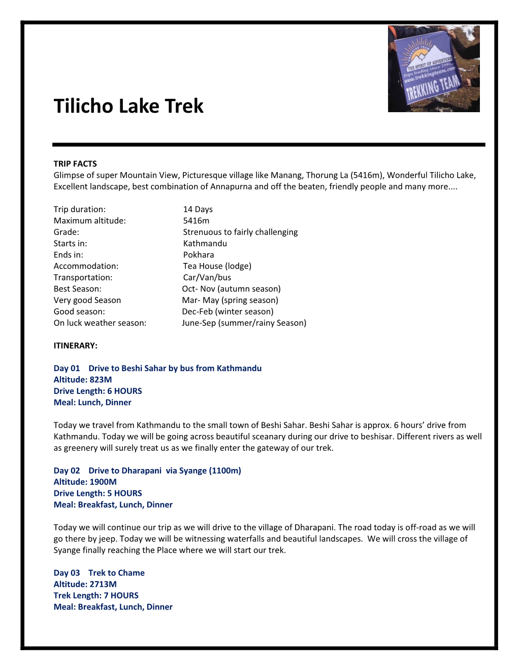 Tilicho Lake Trek