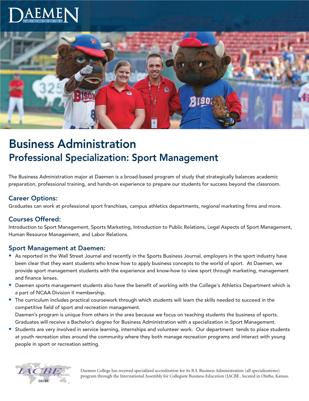 Business Administration Professional Specialization: Sport Management