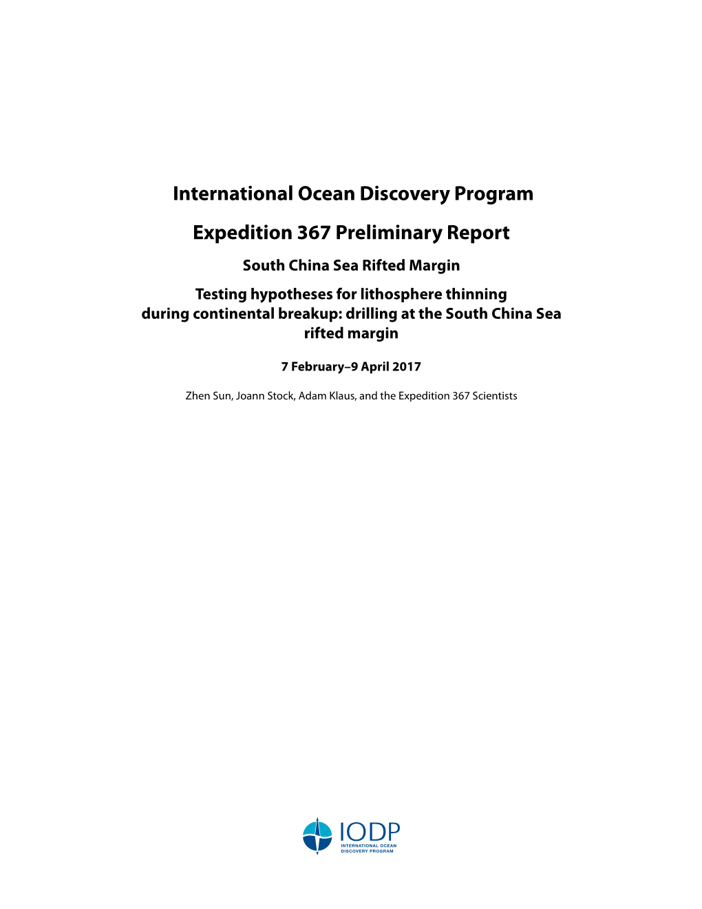 International Ocean Discovery Program Expedition