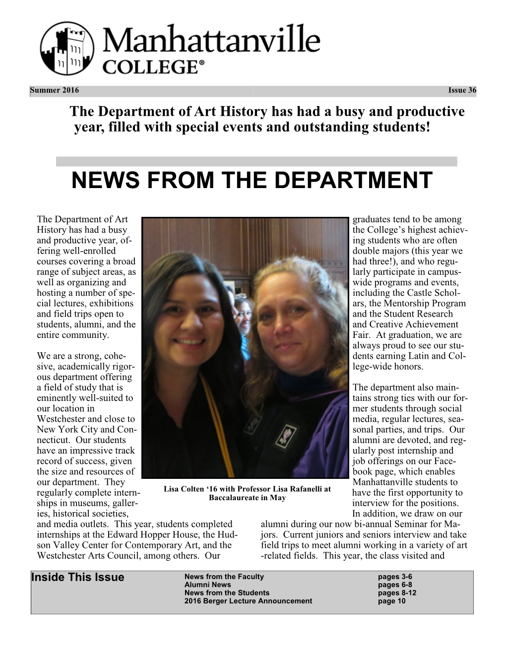 News from the Department