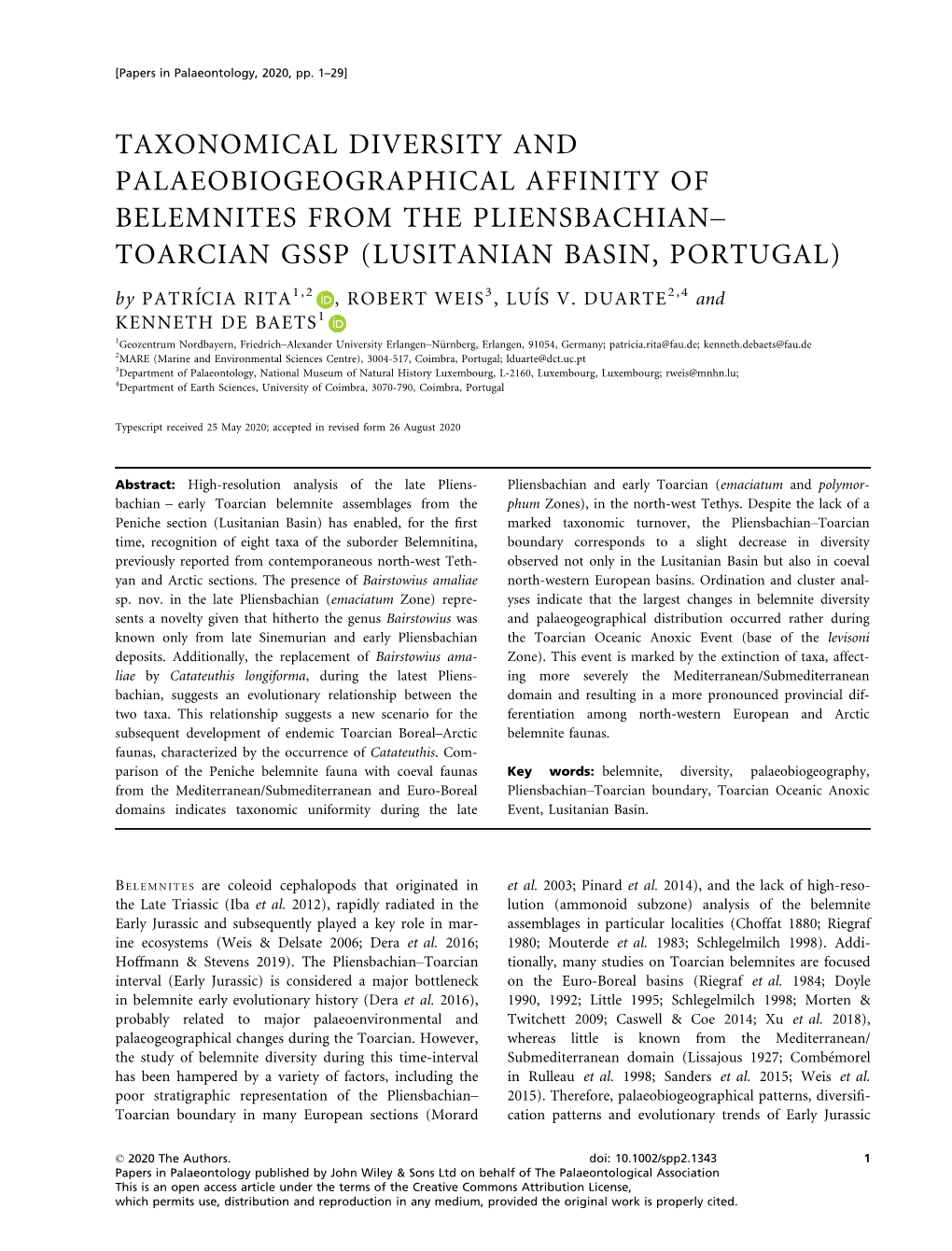 TOARCIAN GSSP (LUSITANIAN BASIN, PORTUGAL) by PATR�ICIA RITA1,2 , ROBERT WEIS3,LU�IS V