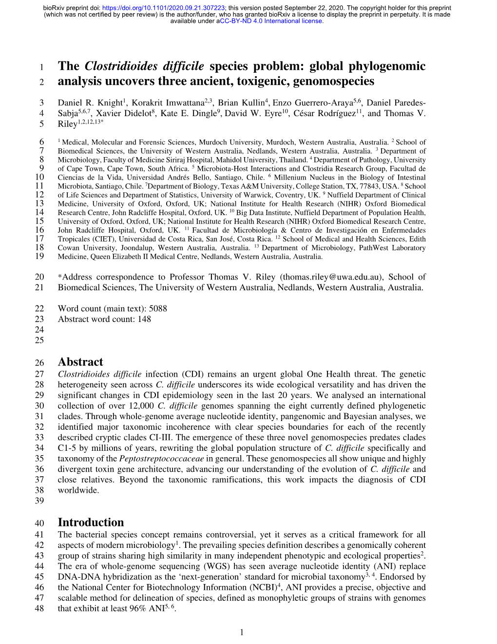 The Clostridioides Difficile Species Problem: Global Phylogenomic 2 Analysis Uncovers Three Ancient, Toxigenic, Genomospecies