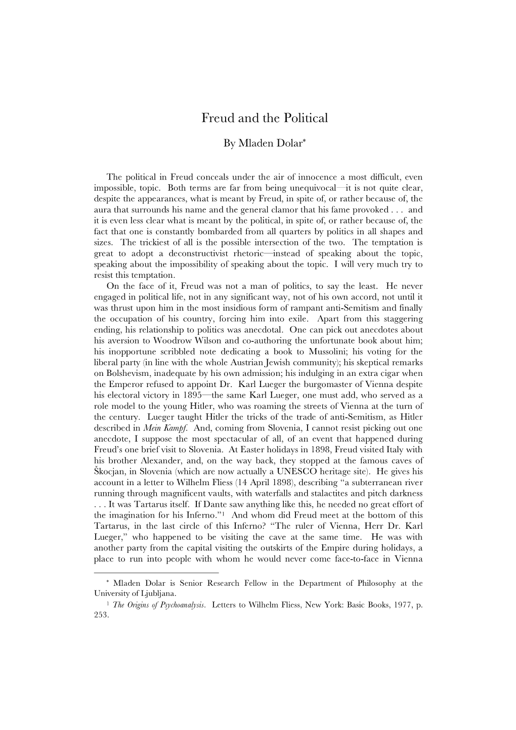 Freud and the Political