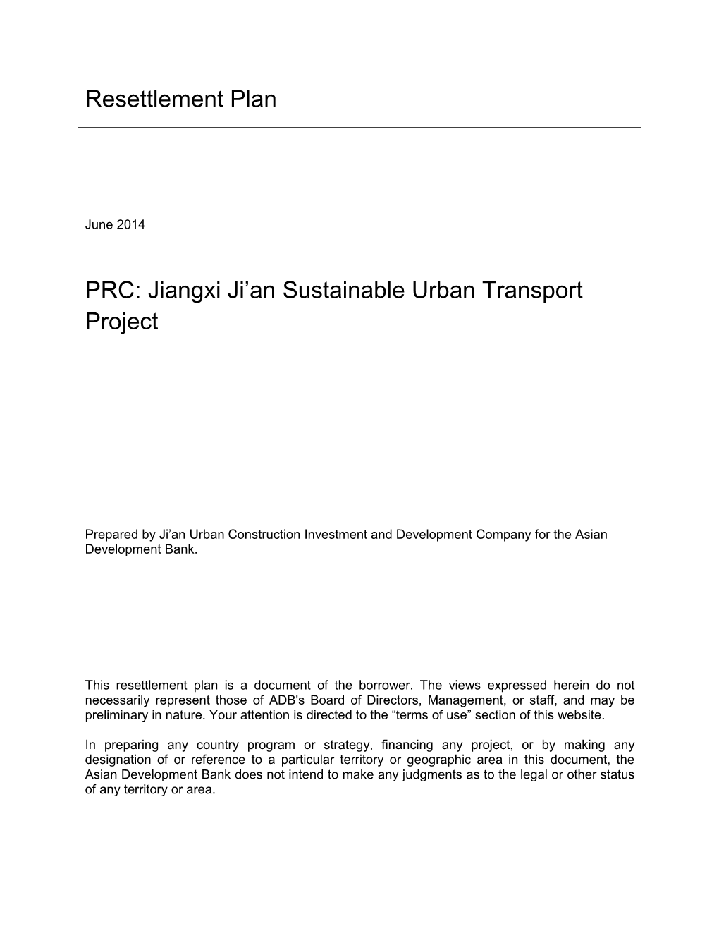 45022-002: Jiangxi Ji'an Sustainable Urban Transport Project