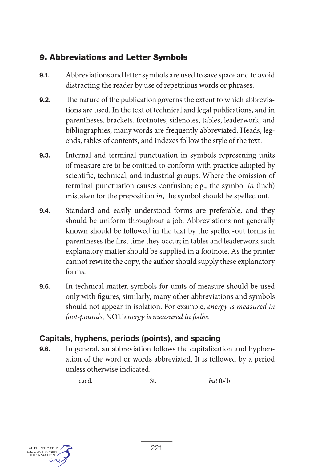 9. Abbreviations and Letter Symbols