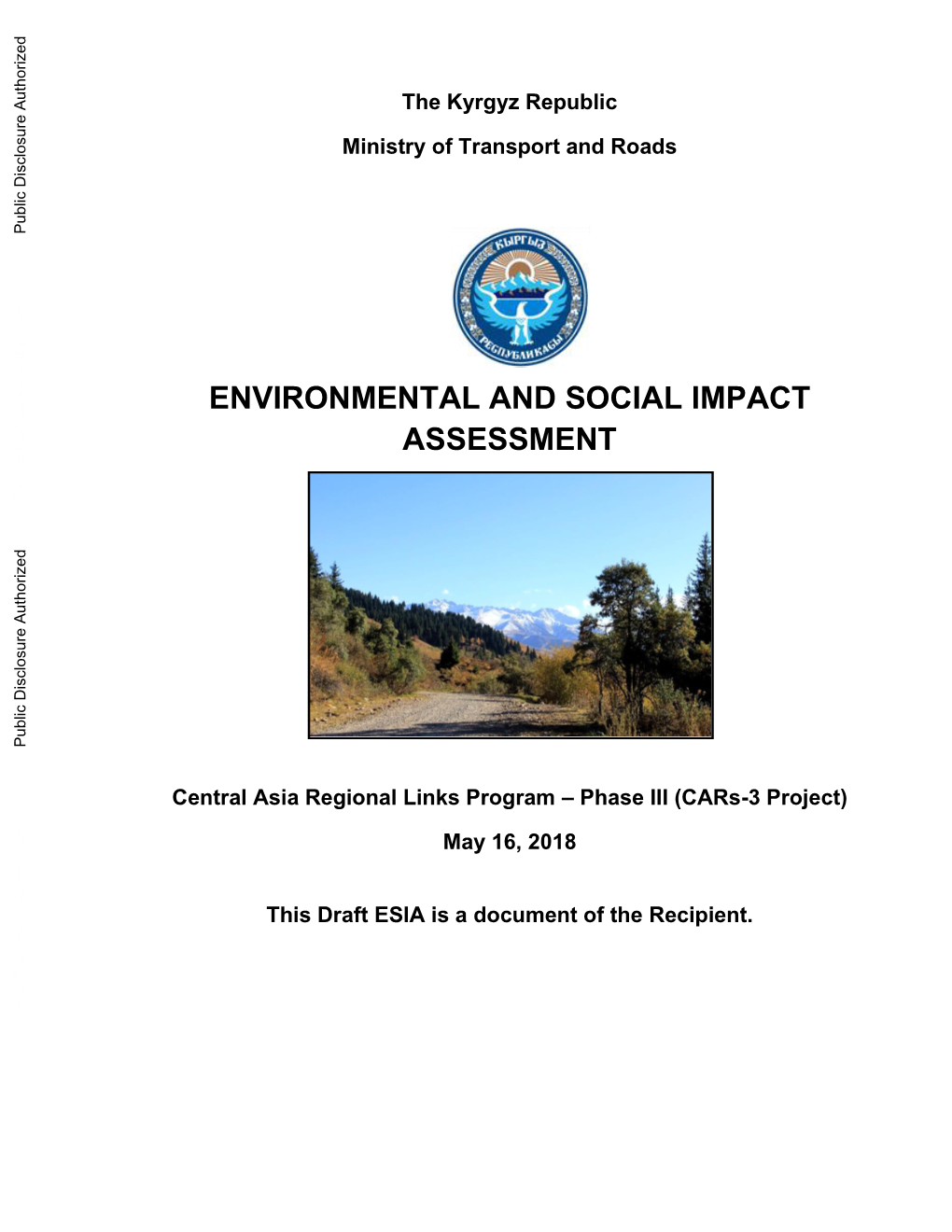 6. Environmental and Social Impacts and Mitigation Measures ______55 6.1 Scoping for the Cumulative and Long-Term Environmental Assessment ______55