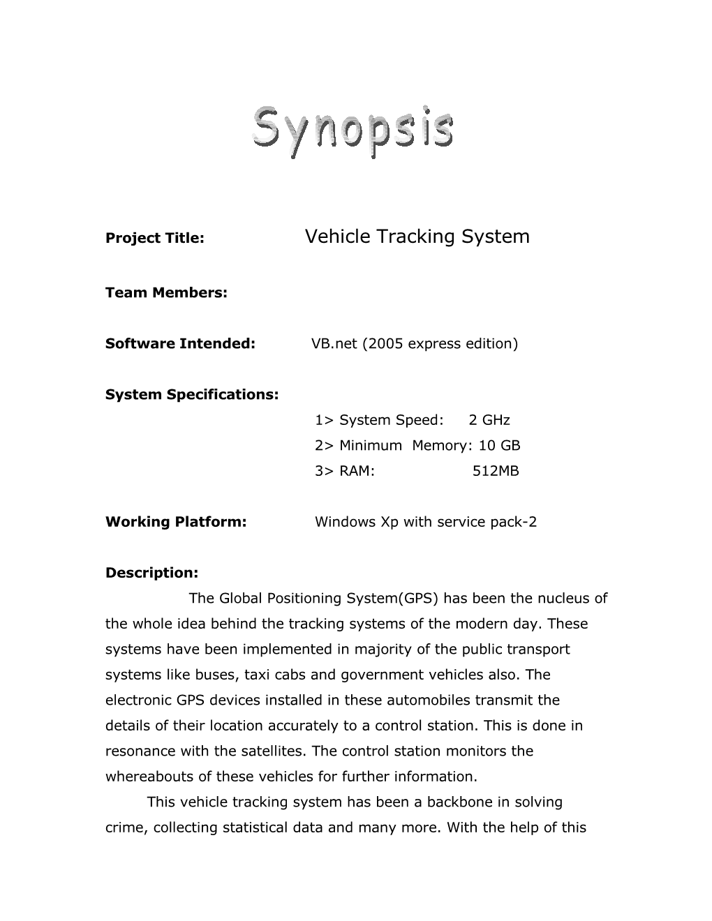 Vehicle Tracking System