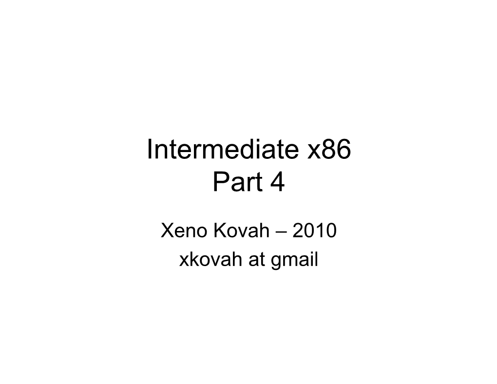 Intermediate X86 Part 4