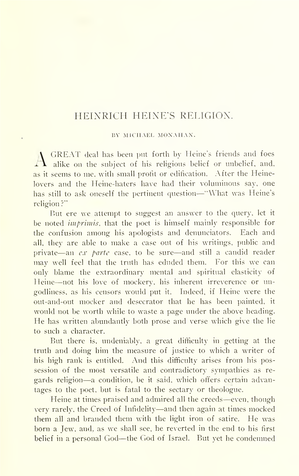 Heinrich Heine's Religion