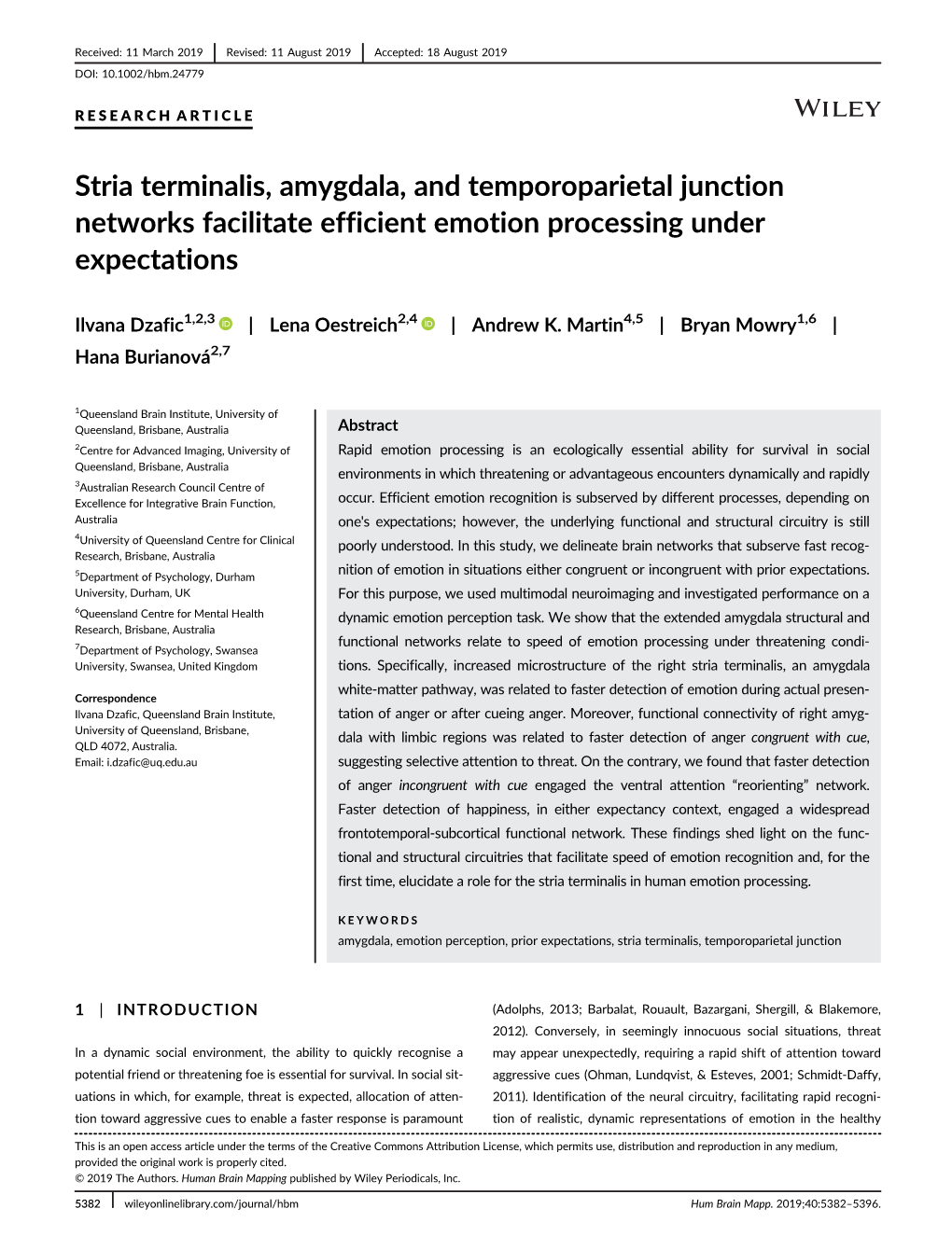 The Stria Terminalis, Amygdala and Temporoparietal Junction Networks