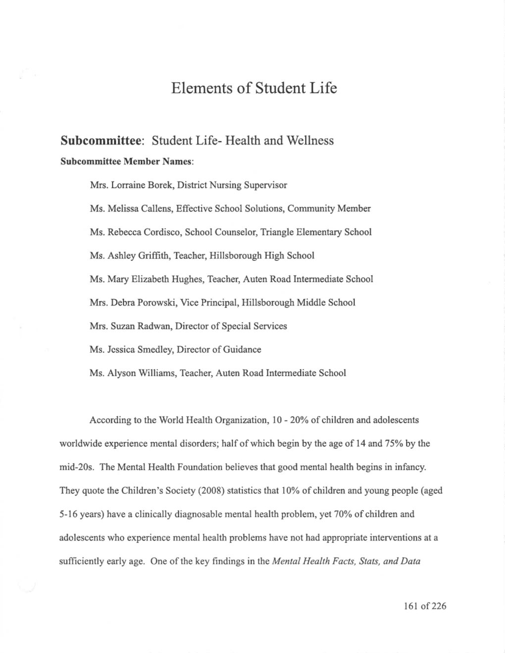 Elements of Student Life