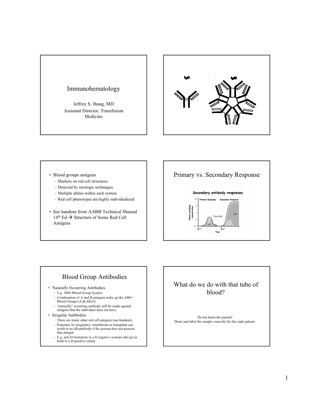 Immunohematology Blood Group Antibodies Primary Vs. Secondary