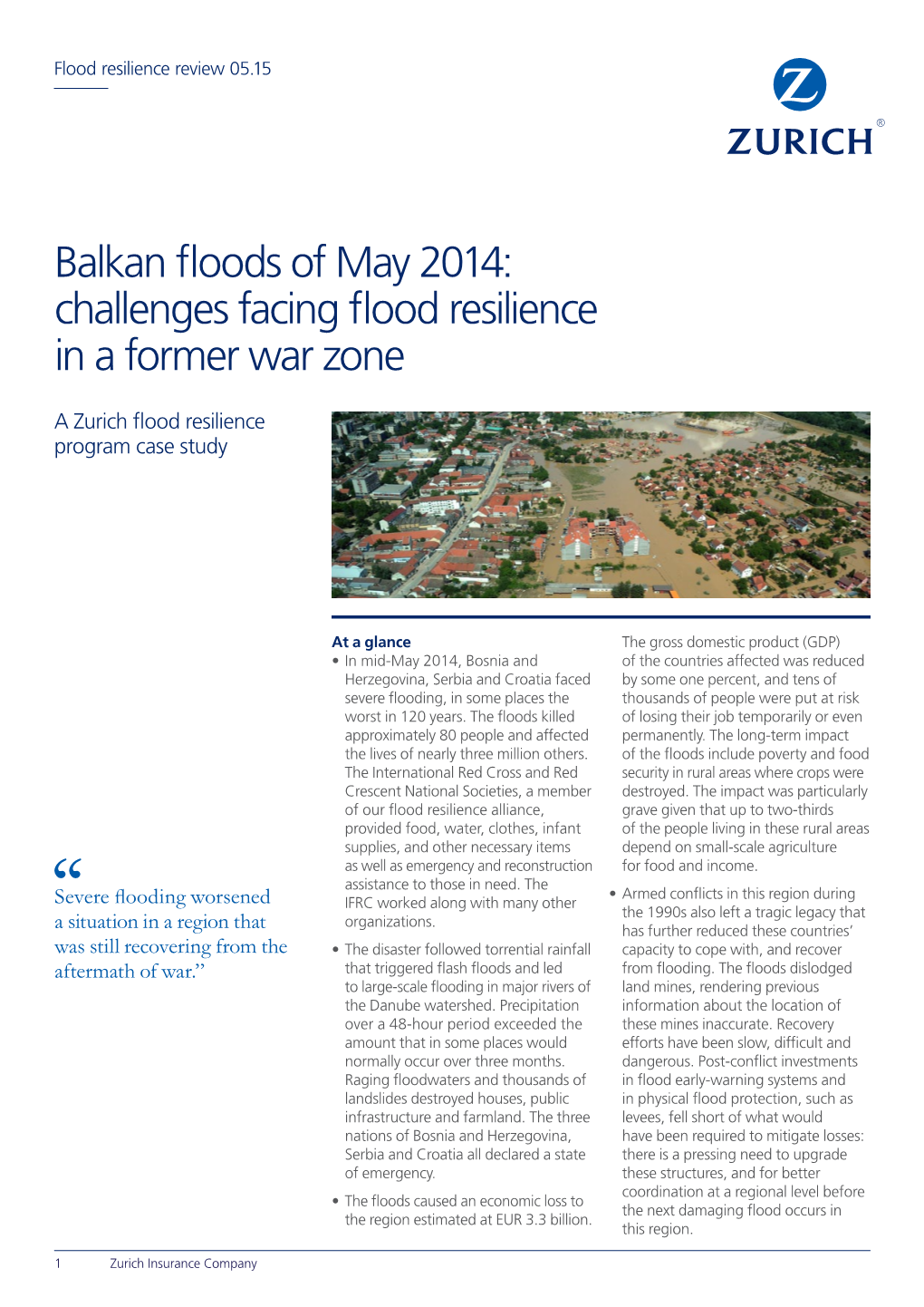 Balkan Floods of May 2014: Challenges Facing Flood Resilience in a Former War Zone