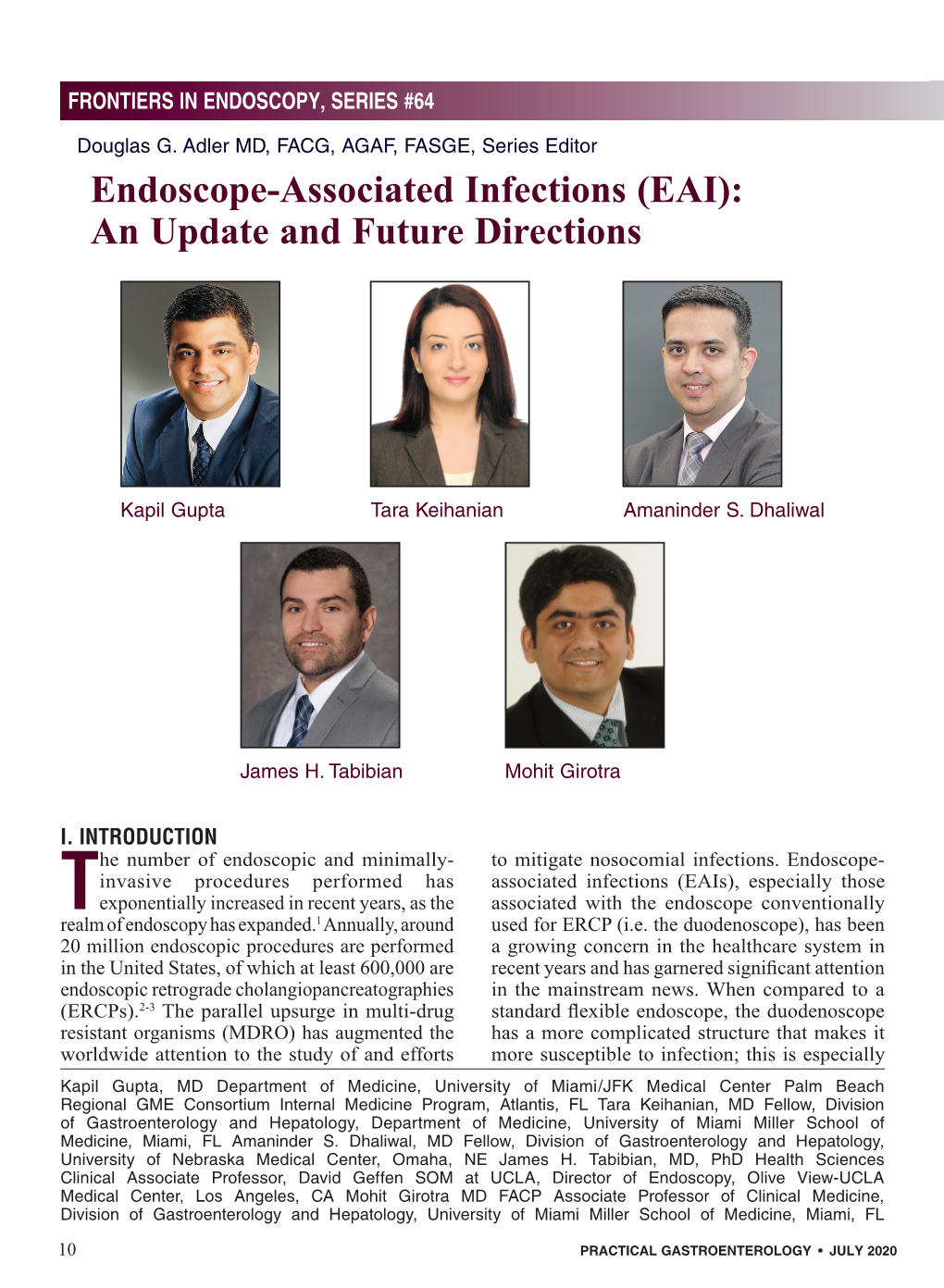 Endoscope-Associated Infections (EAI): an Update and Future Directions