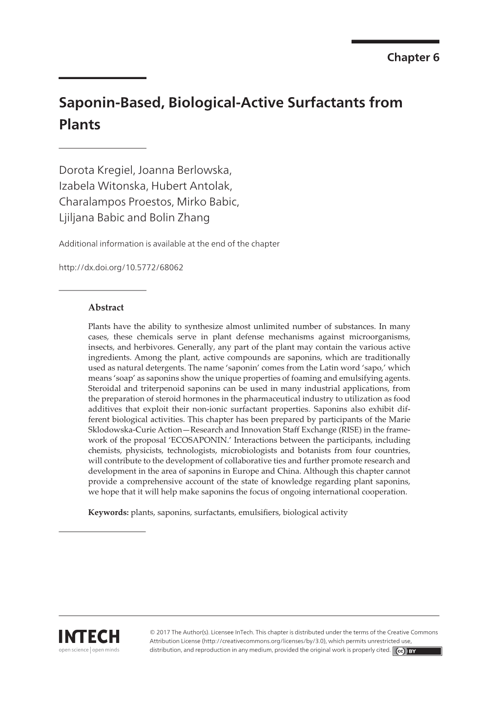 Saponin-Based, Biological-Active Surfactants from Plants