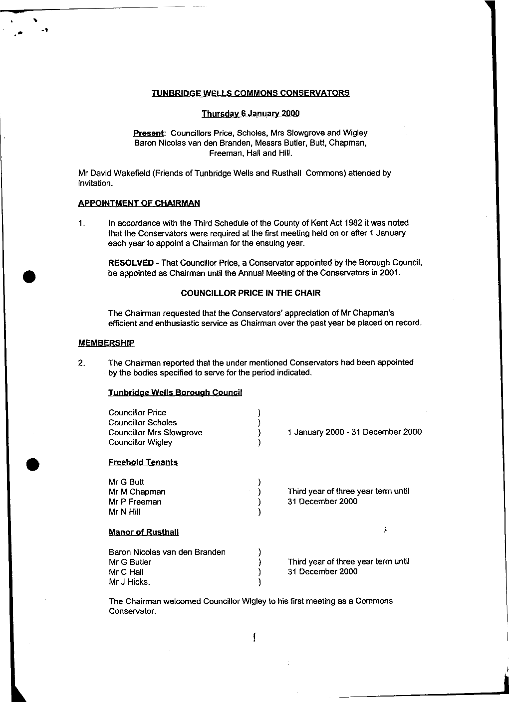 Conservators Minutes 2000 – 2006