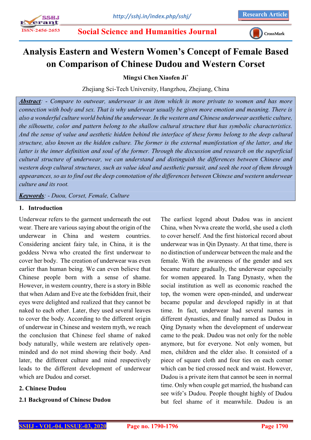 Analysis Eastern and Western Women's Concept of Female Based