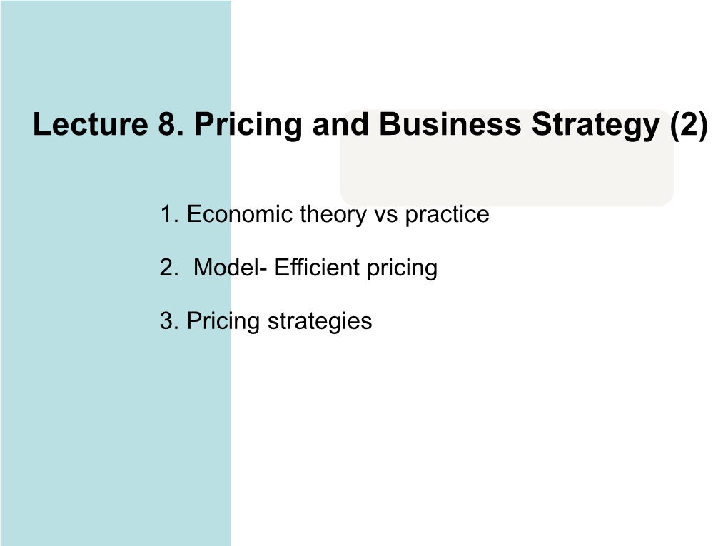 Pricing Strategies Successful Pricing in Practice