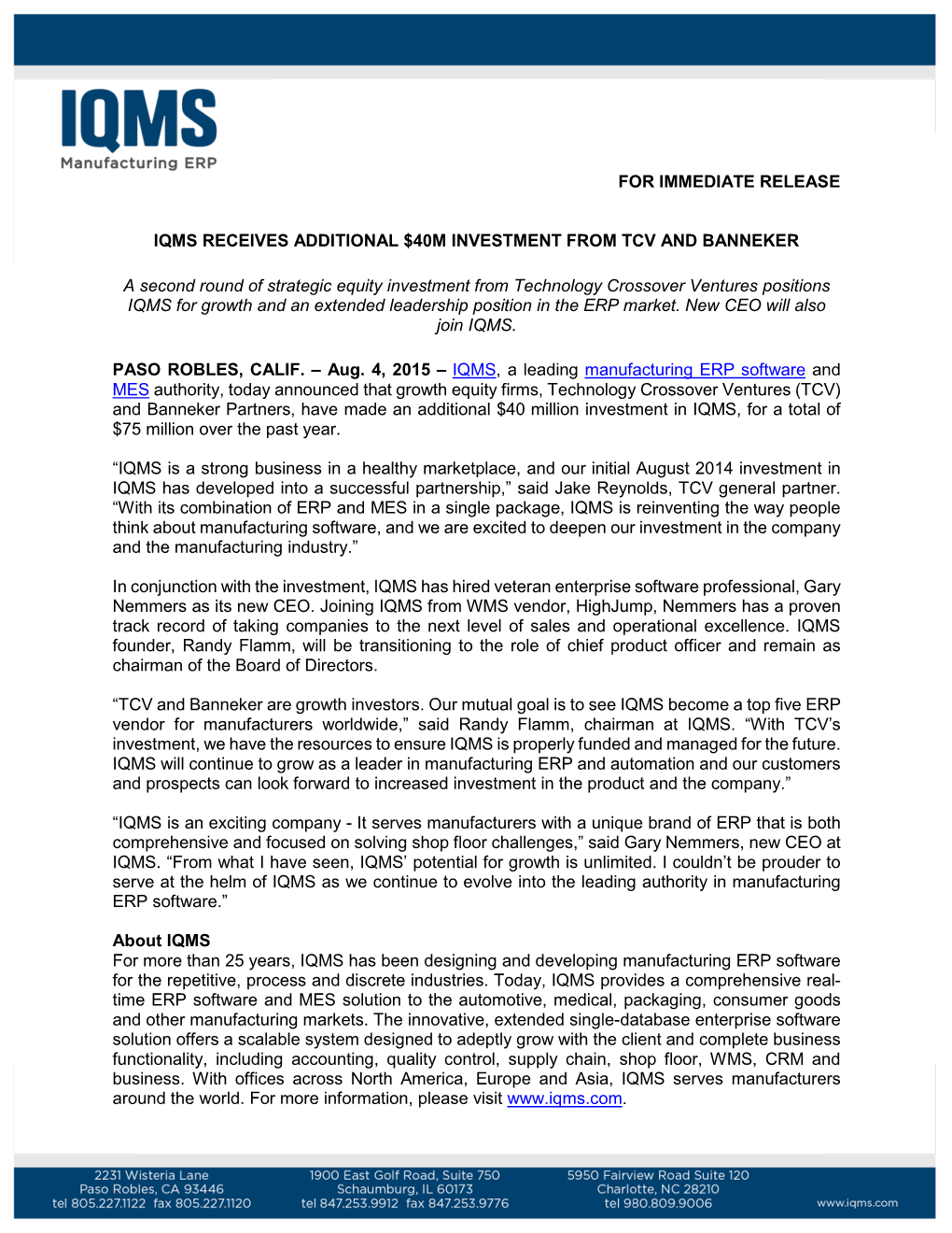 Iqms-Tcv-Investment-And-New-Ceo.Pdf