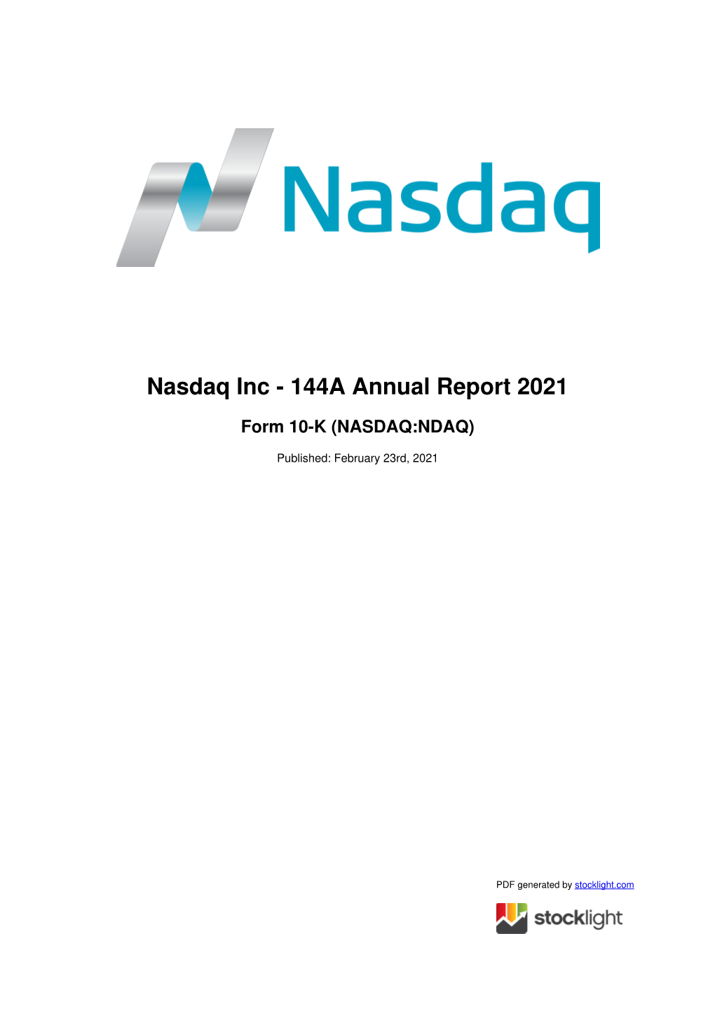 Nasdaq Inc - 144A Annual Report 2021