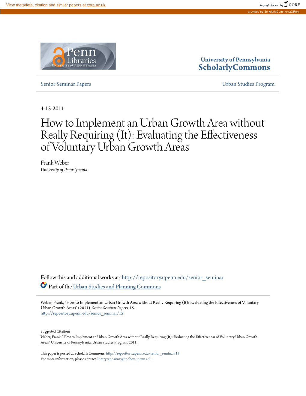 How to Implement an Urban Growth Area Without Really