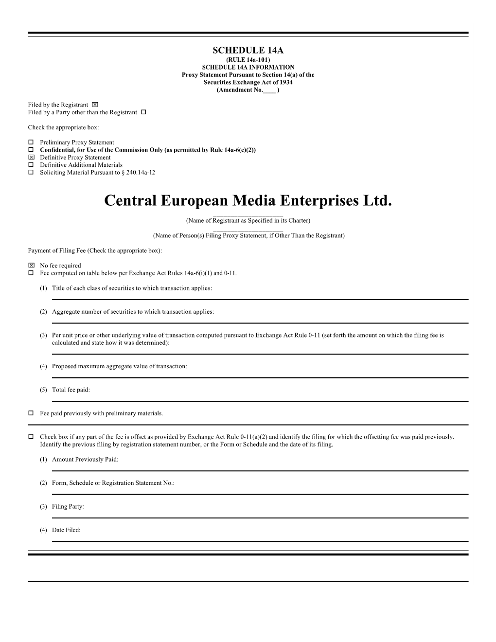 Central European Media Enterprises Ltd