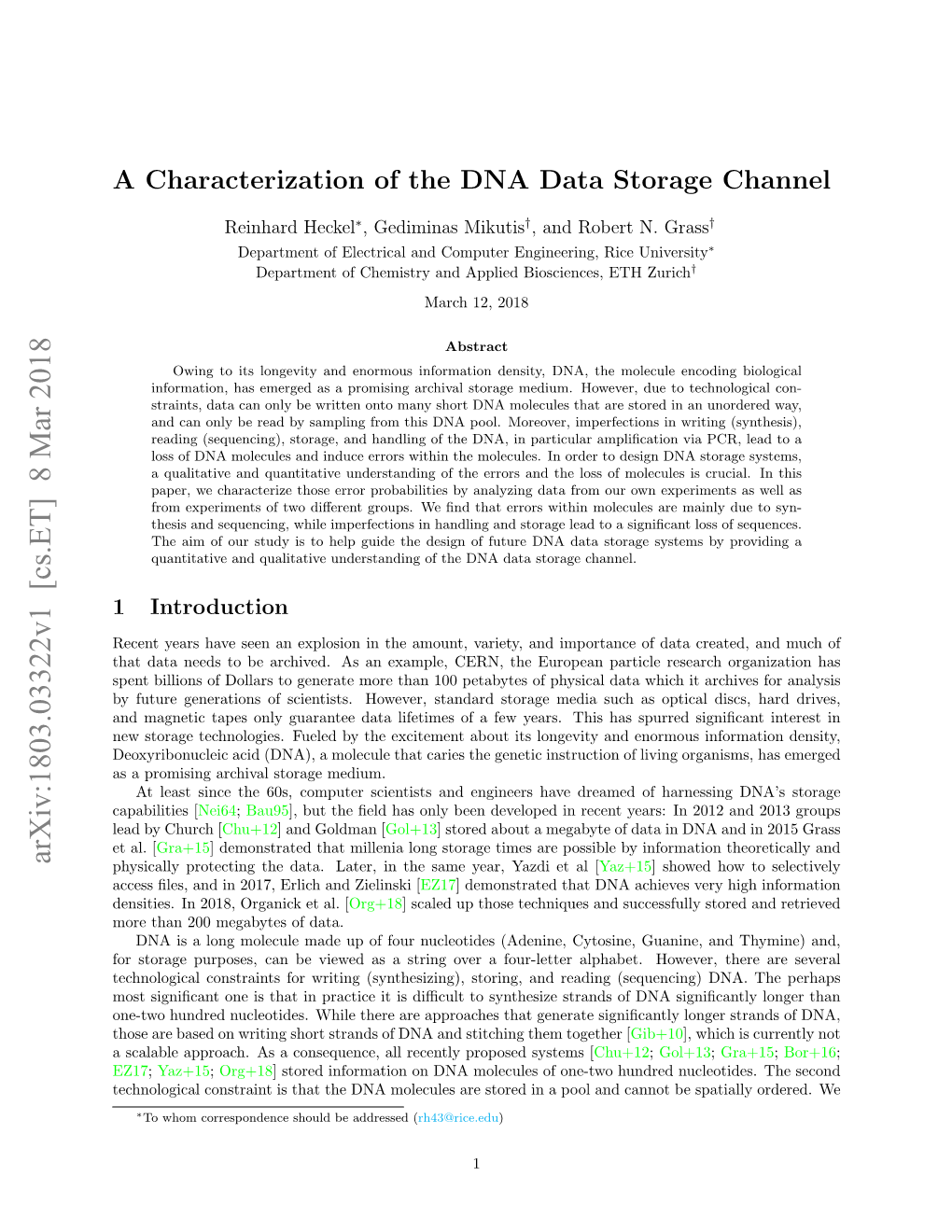A Characterization of the DNA Data Storage Channel