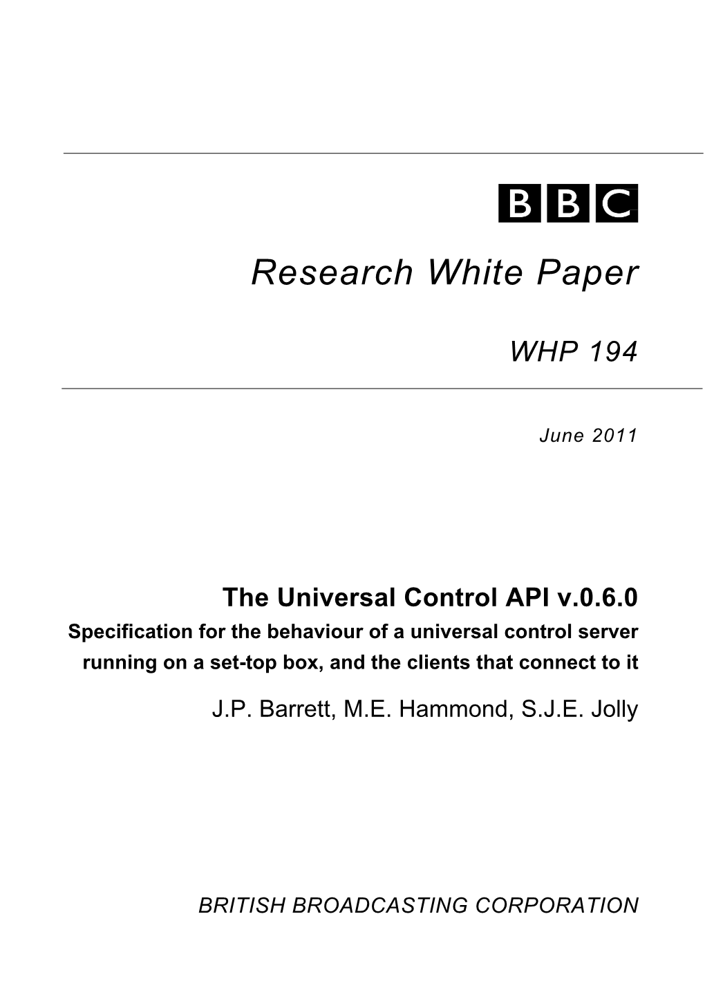 BBC R&D White Paper WHP194