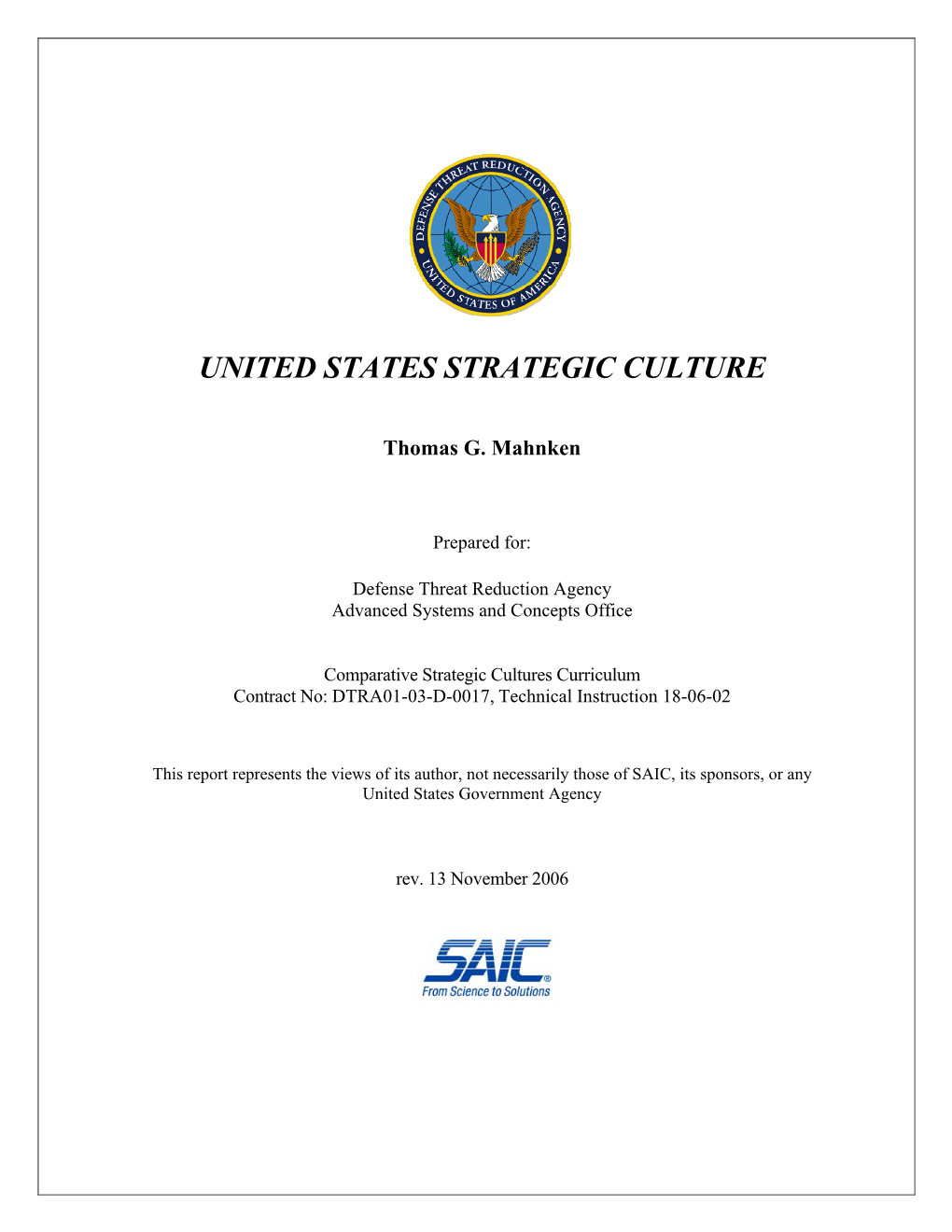 United States Strategic Culture