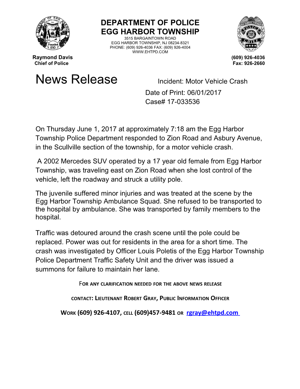 News Release Incident: Robbery Update s1