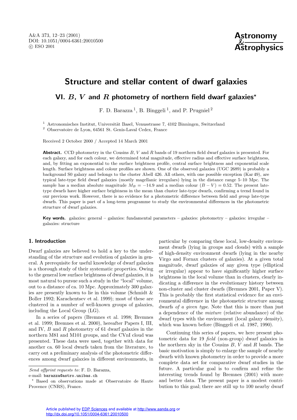 Structure and Stellar Content of Dwarf Galaxies