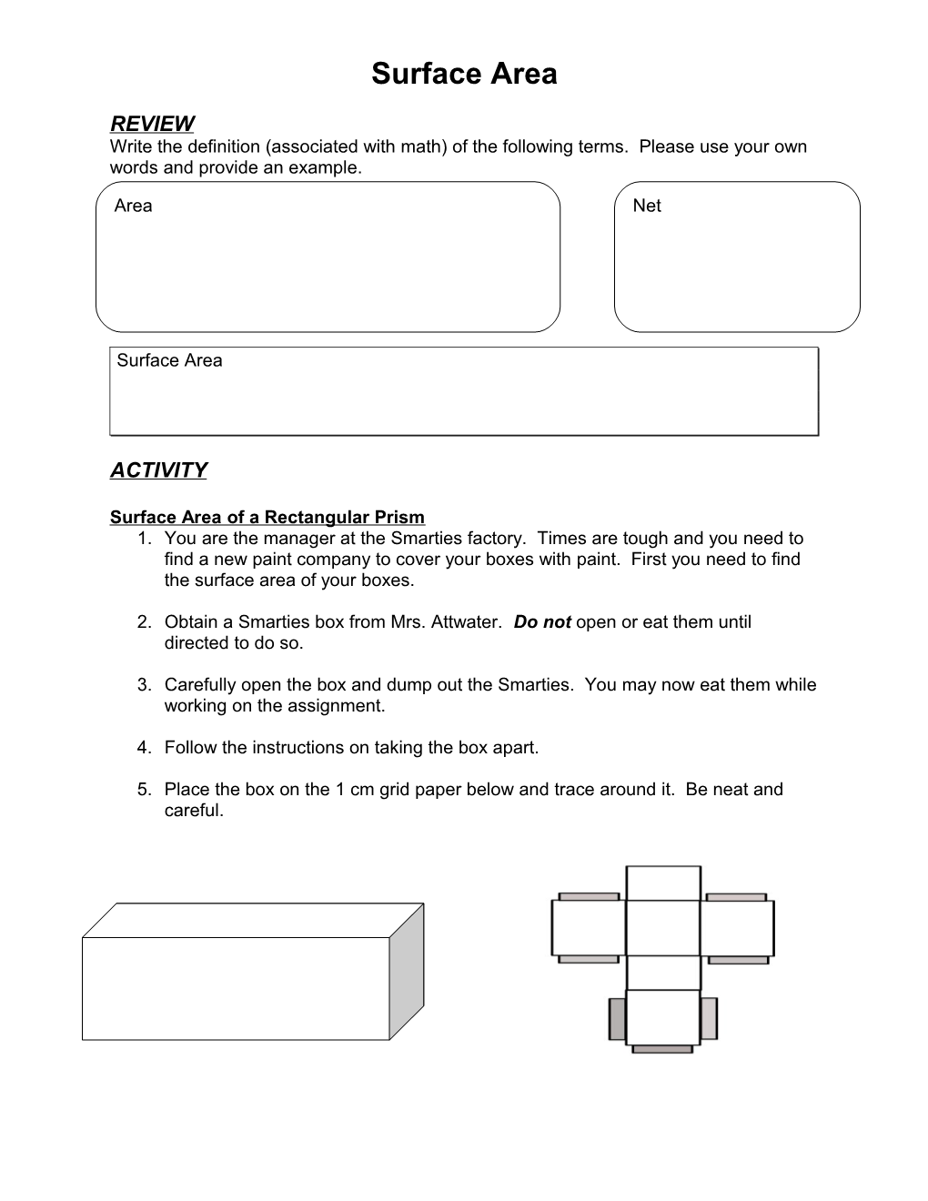 Surface Area of a Rectangular Prism