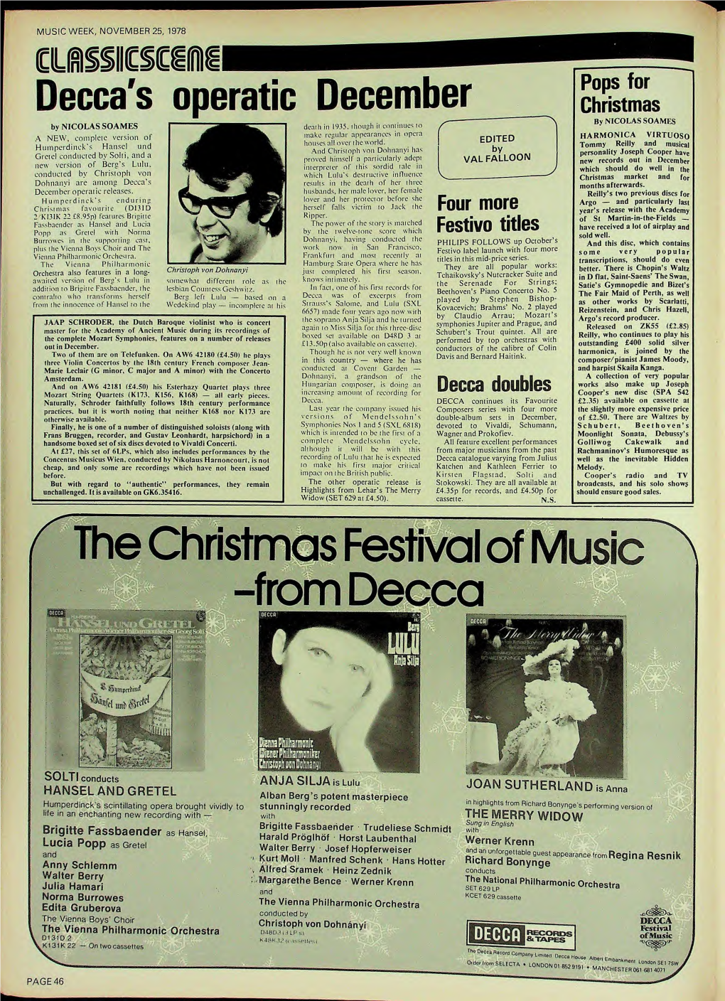 MUSIC WEEK, NOVEMBER 25, 1978 Crnuc C (C Decca S Operatic