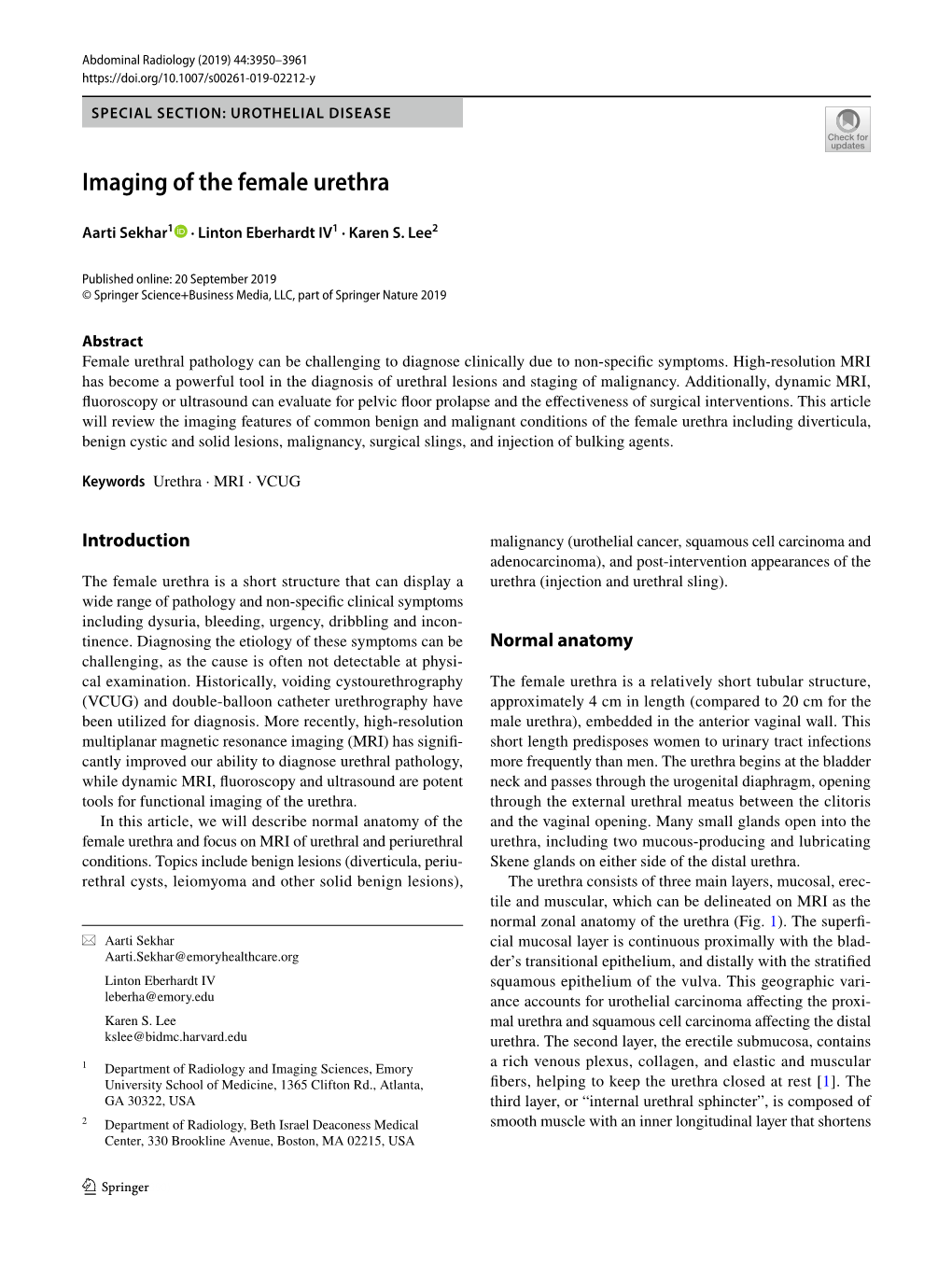 Imaging of the Female Urethra