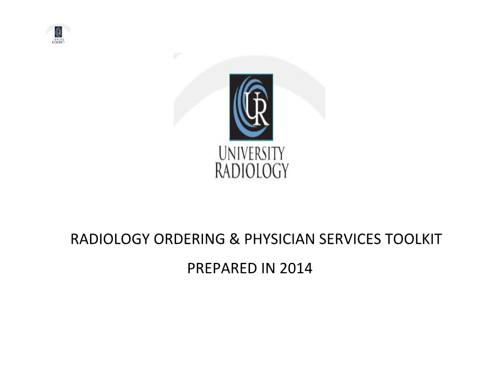 Radiology Ordering & Physician Services Toolkit