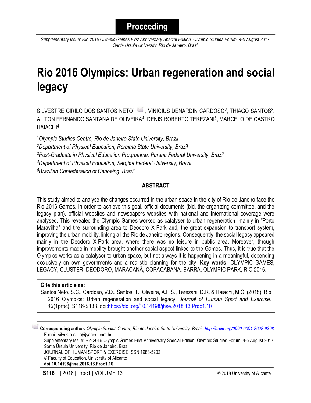 Rio 2016 Olympics: Urban Regeneration and Social Legacy