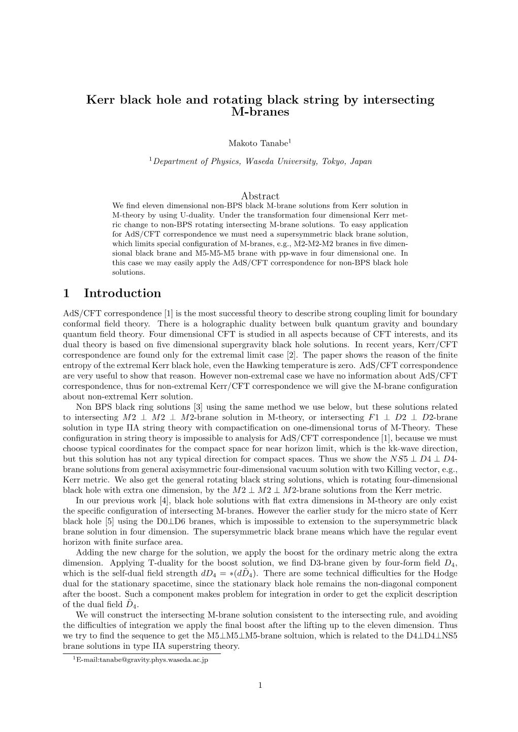 Kerr Black Hole and Rotating Black String by Intersecting M-Branes