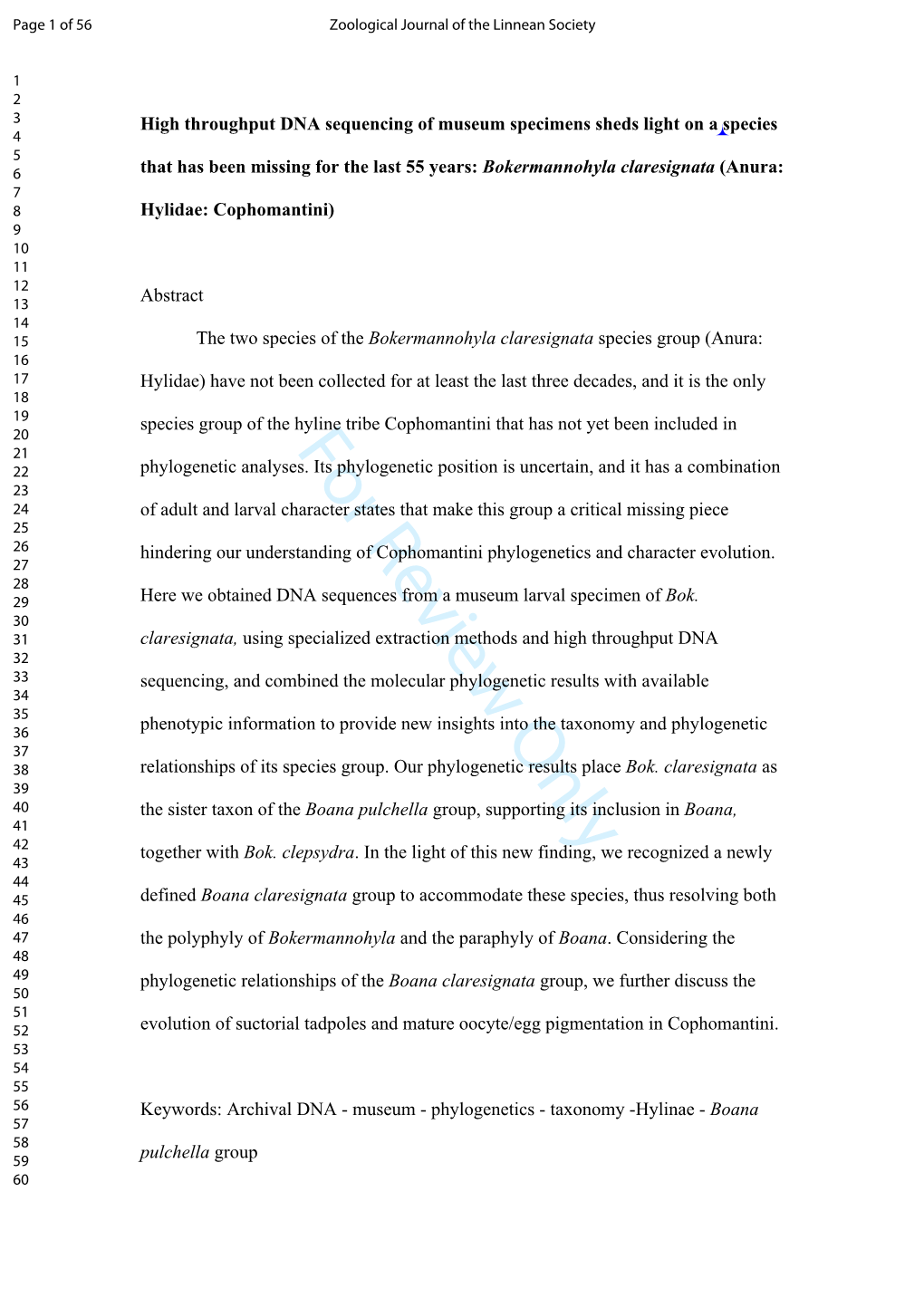 For Review Only 22 Phylogenetic Analyses