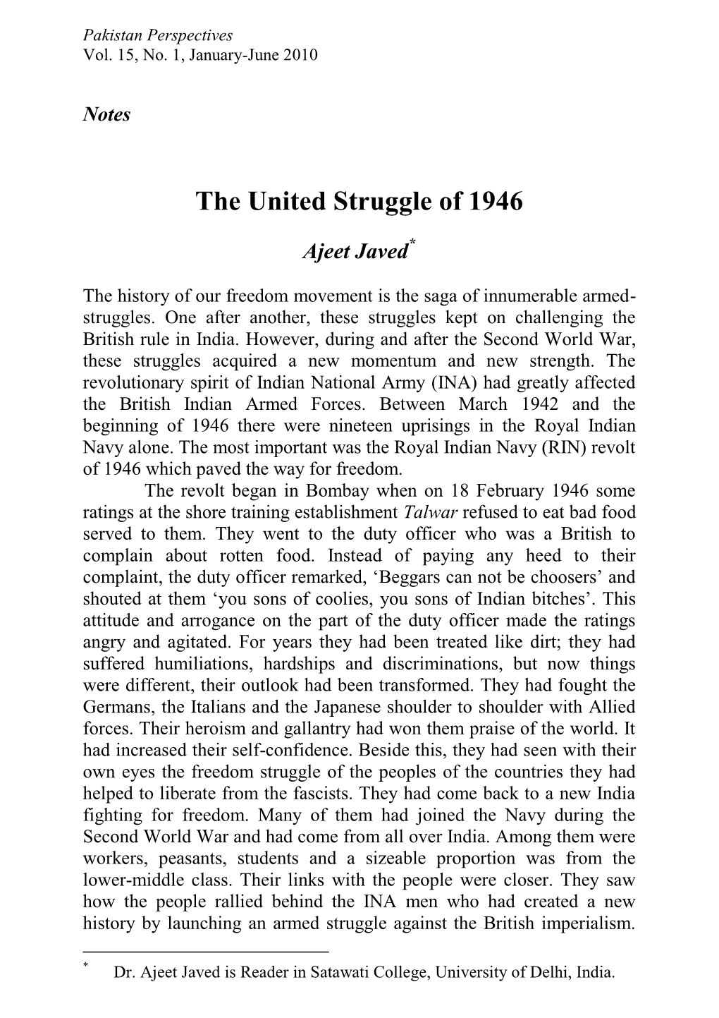 The United Struggle of 1946