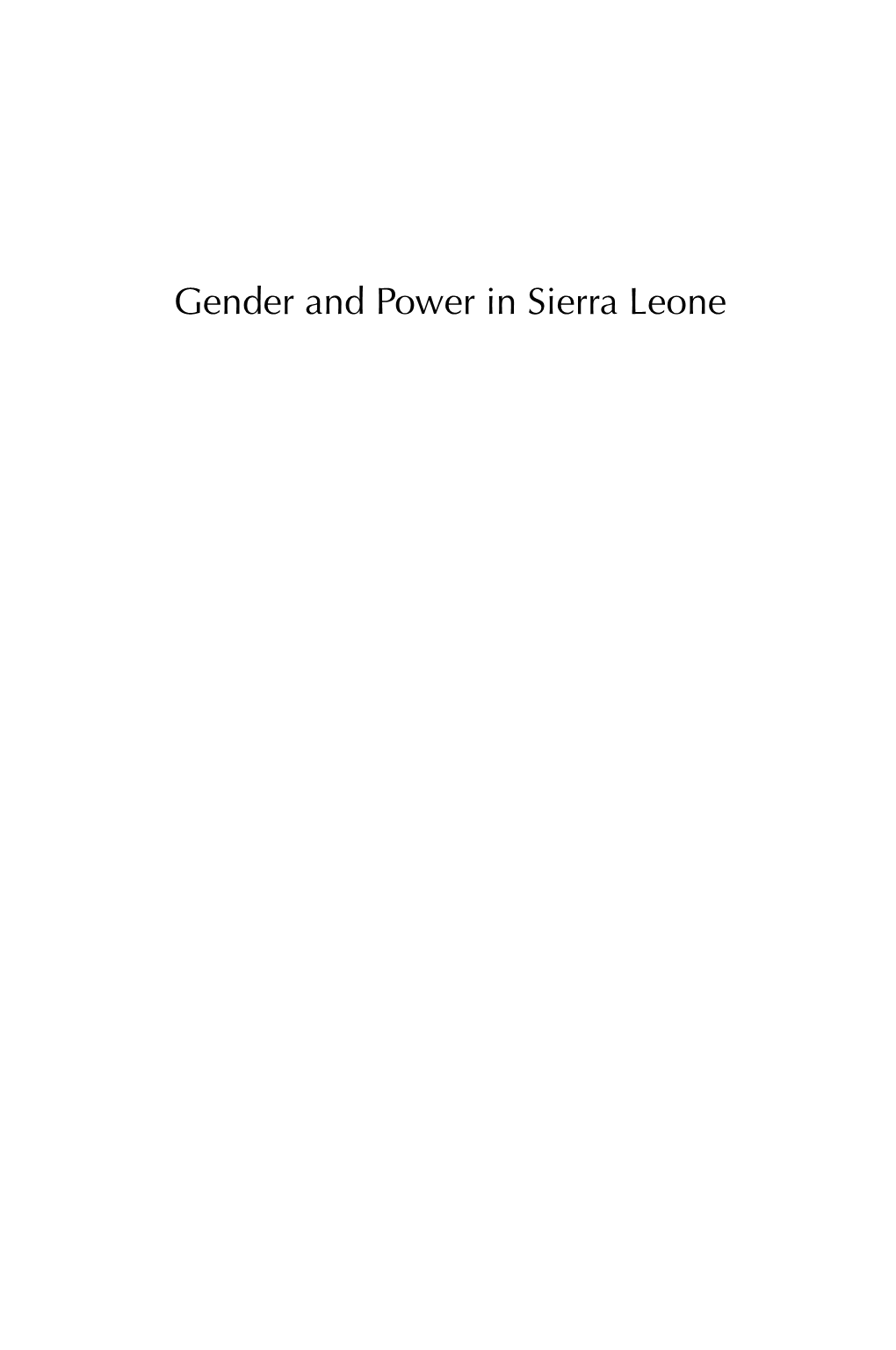 Gender and Power in Sierra Leone EZ — — —&54!�*!