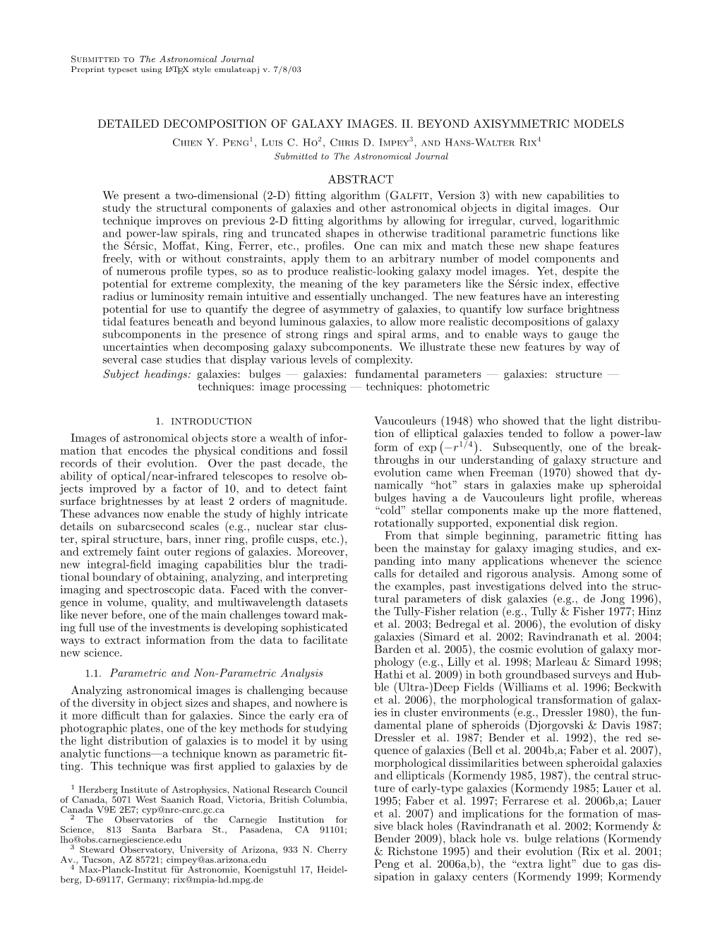 DETAILED DECOMPOSITION of GALAXY IMAGES. II. BEYOND AXISYMMETRIC MODELS Chien Y